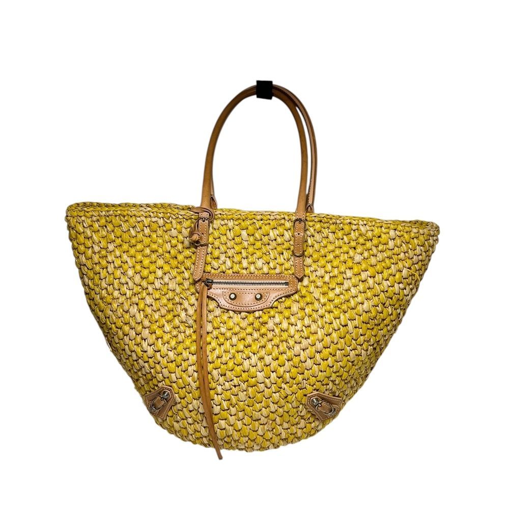 BALENCIAGA バレンシアガ 286370 ラフィア×レザー かごバッグ