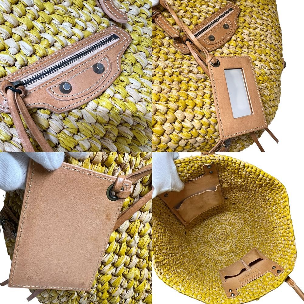 ラフィア×レザー かごバッグ