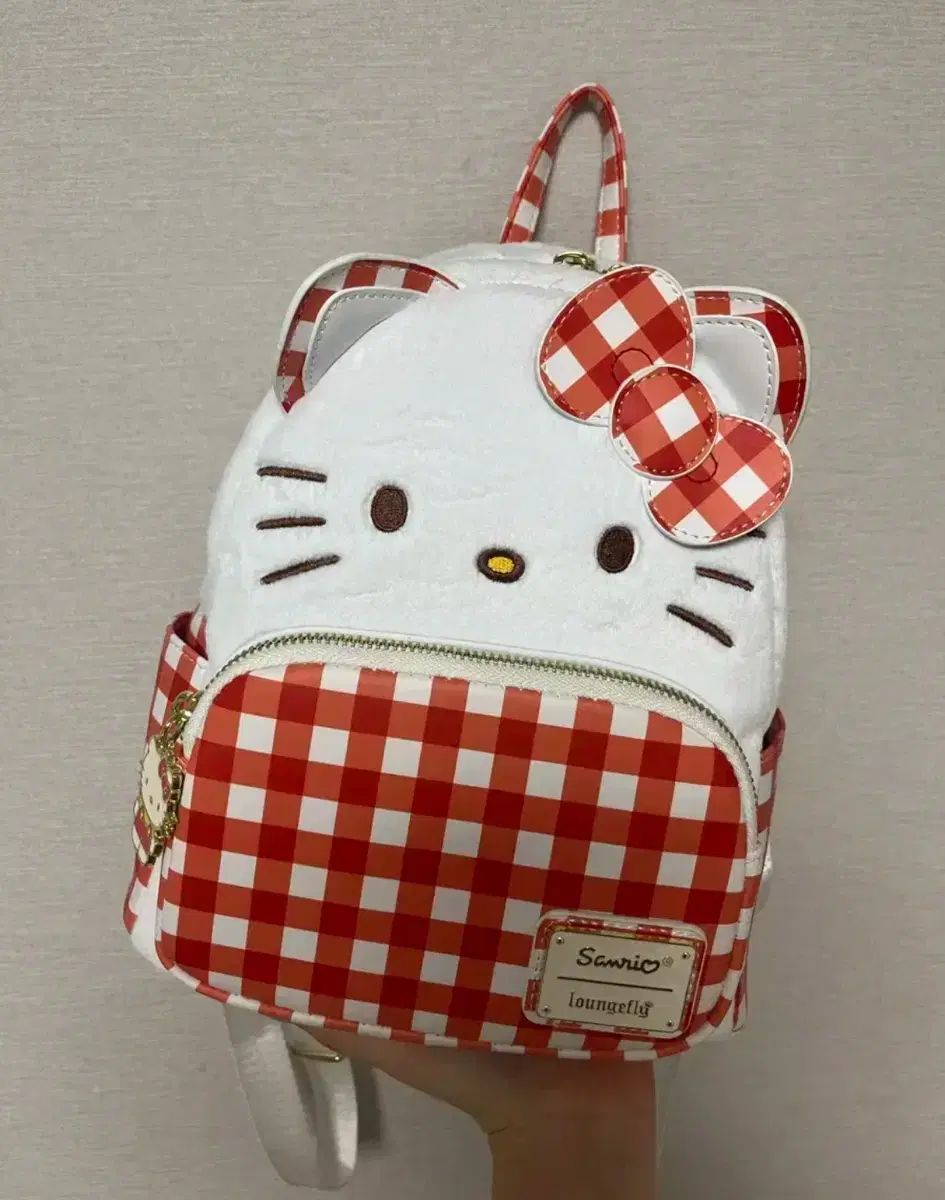 ラウンジフライ HELLO KITTY ミニ バックパック Sanrio ギンガム レッド CHECK 赤