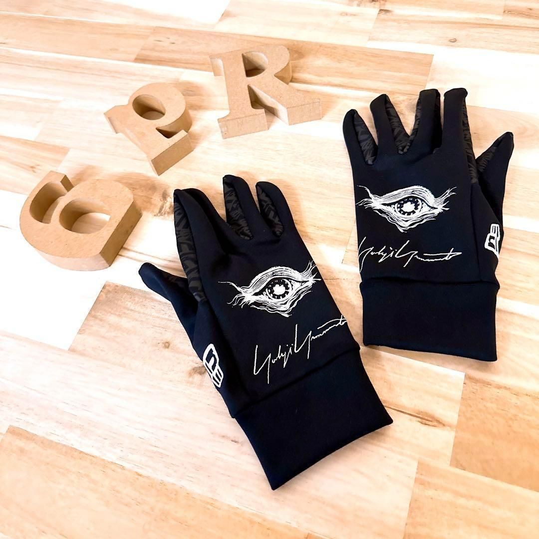 ニューエラ×ヨウジヤマモト フリース ウォーマーグローブ 手袋 L 黒×白