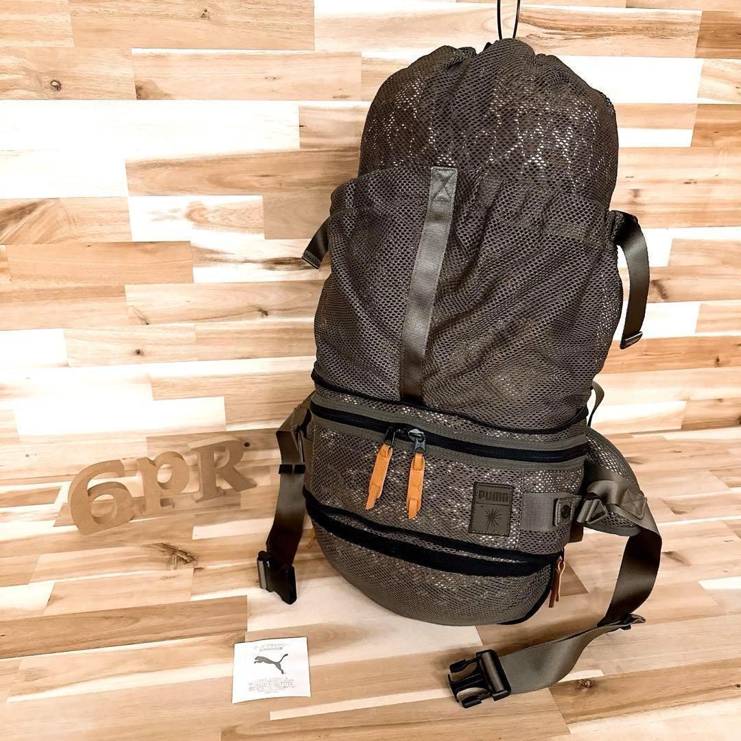 プーマ×ミハラヤスヒロ コラボ レオパード メッシュ リュック カーキ