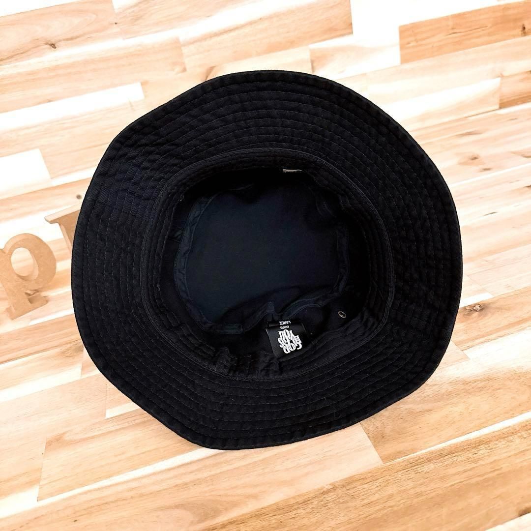 ファッションブランド エグザンプル ゴッドブレスユー ロゴ モノトーン バケットハット 黒×白 海外通販！