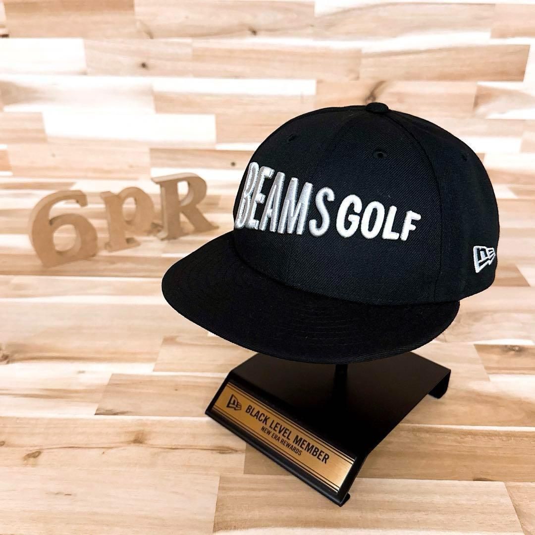 ニューエラ×ビームスゴルフ コラボ フラッグ ロゴ キャップ 黒×銀