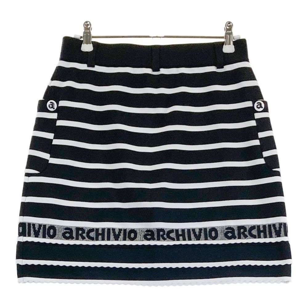 サイズ 38 アルチビオ ニットスカート ボーダー柄 ブラック系 ゴルフウェア レディース ストスト