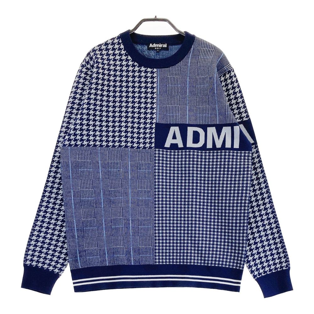 サイズ L ADMIRAL アドミラル モデル ニットセーター 千鳥柄 ネイビー系 240101562447 ゴルフウェア メンズ ストスト