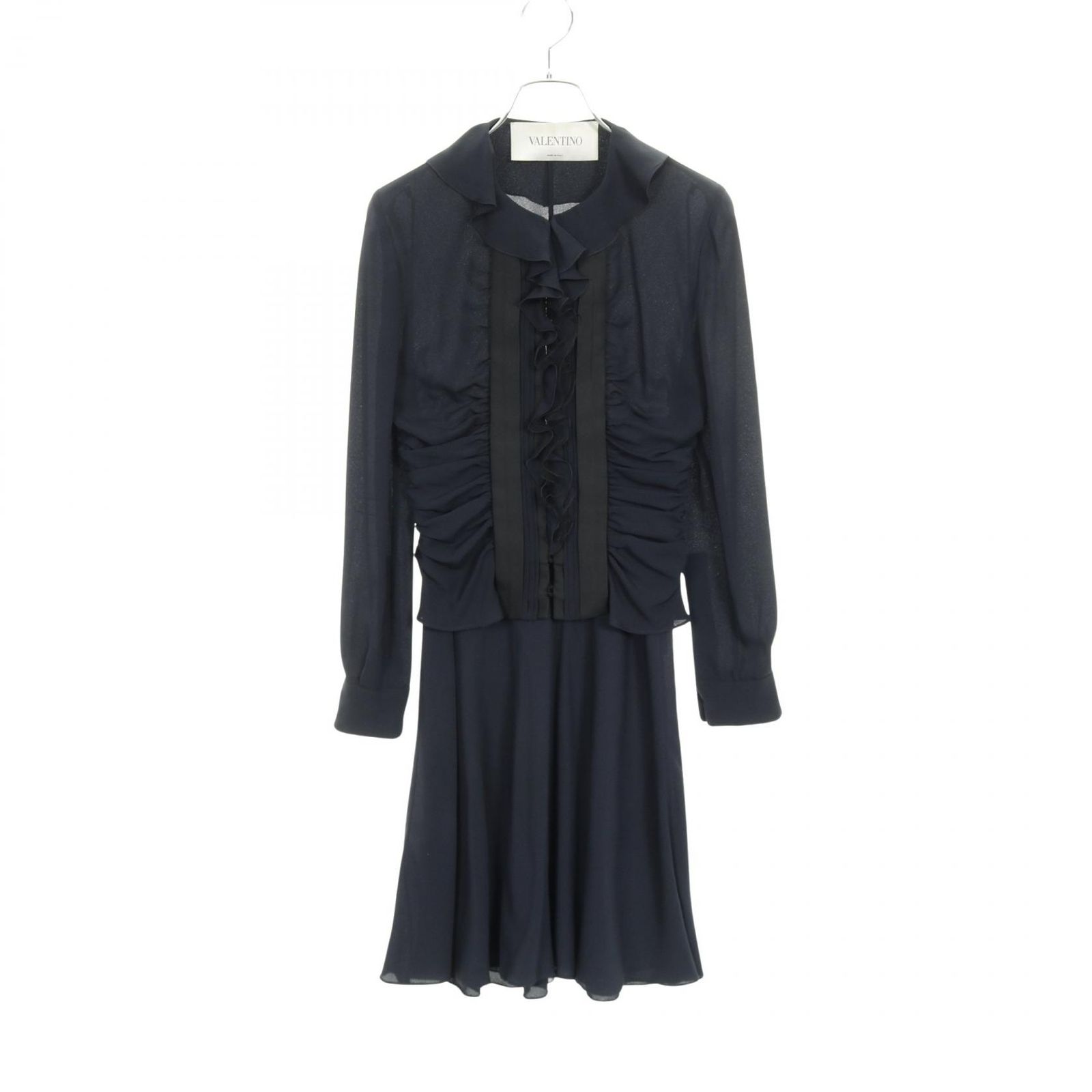 ヴァレンチノ Valentino スーツ セットアップ ブラウス スカート P36200760 ネイビー シルク セットアップ ブラウス スカート レディース Used B