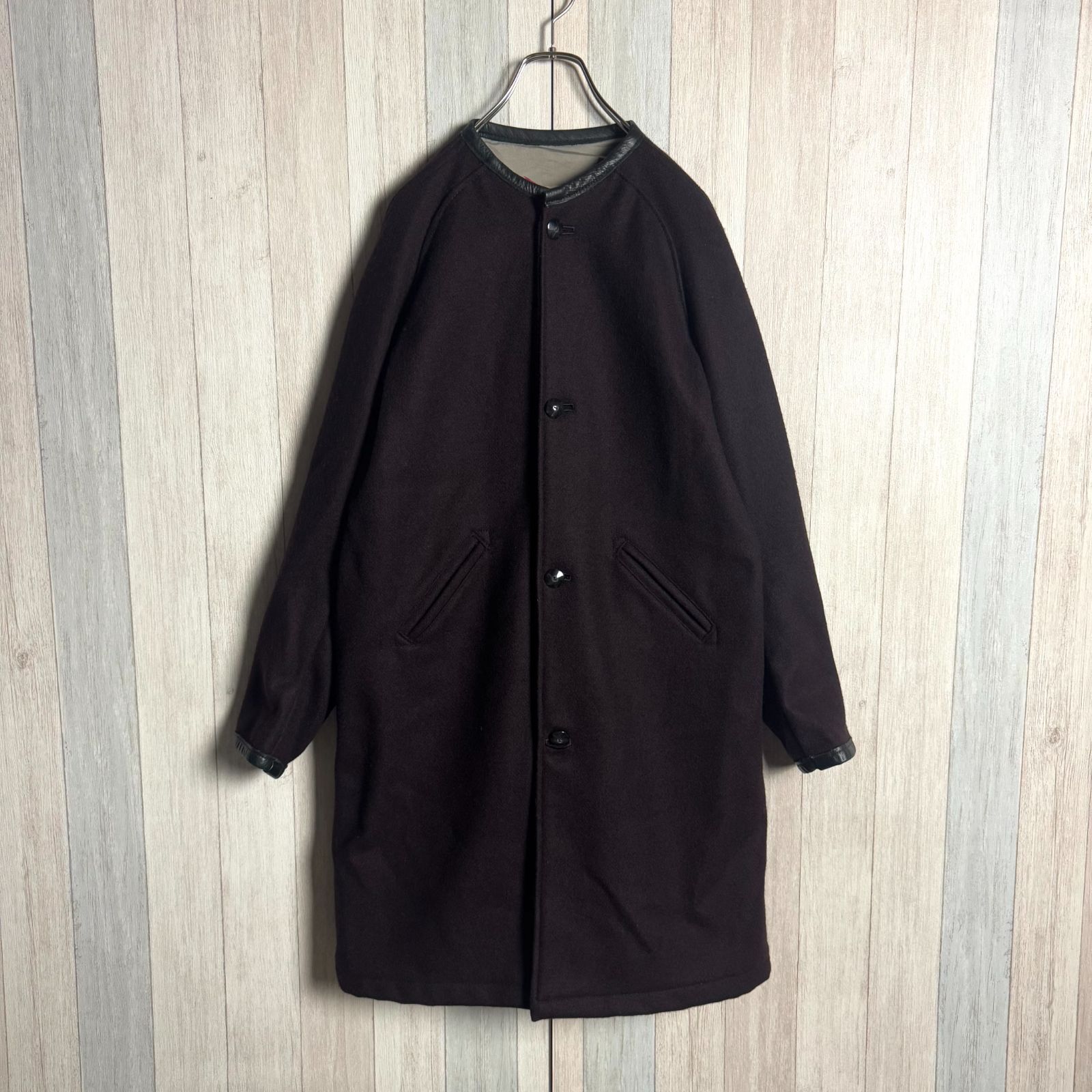 SKOOKUM スクーカム ノー コート バーガンディ 36 レザーパイピング