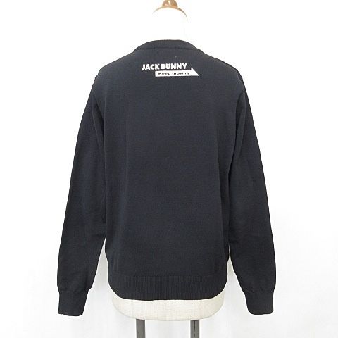 パーリーゲイツ PEARLY GATES ジャックバニー Jack Bunny!! スポーツウエア ゴルフ ニット モデル セーター 長袖 丸首 刺繍 ロゴ 黒 ブラック 1