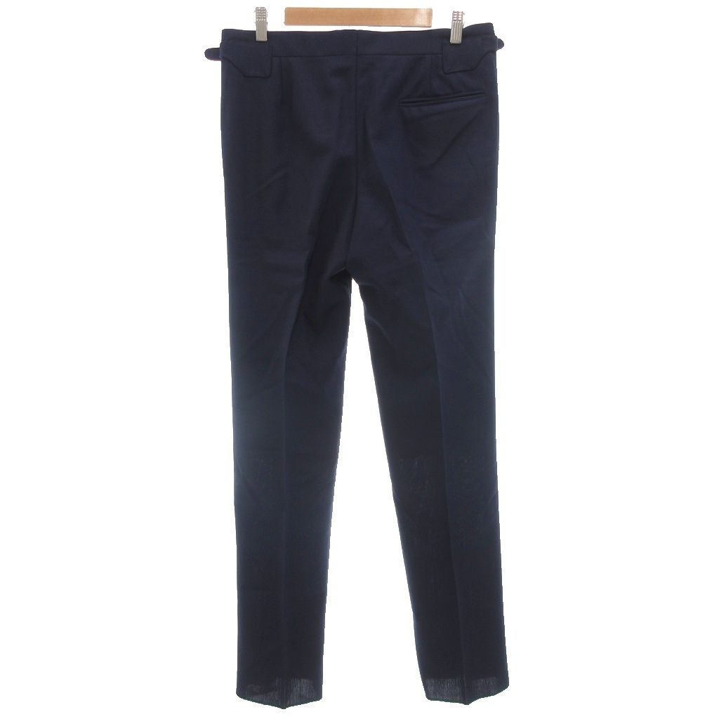 五十嵐トラウザーズ Igarashi Trousers パンツ スラックス テーパード ウール ツータック センタープレス サイドベルト 48 紺 ネイビー GV GY30