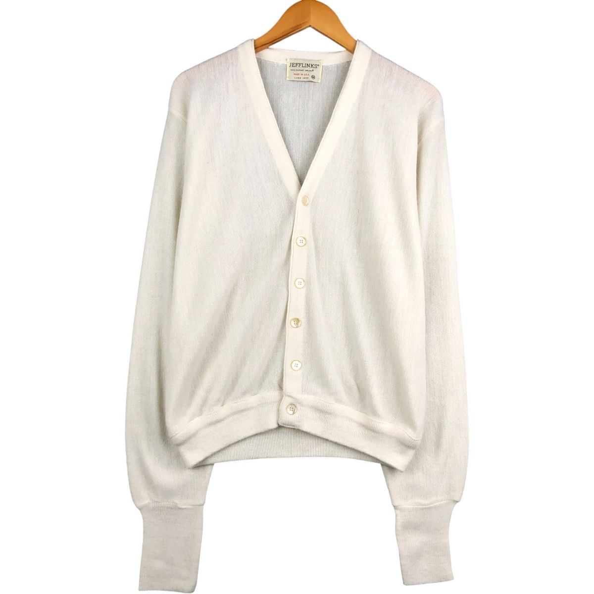 USA 製　ハンドメイドカーディガン 古着 70年代 JEFFLINKS アクリルニットカーディガン USA製 メンズM相当