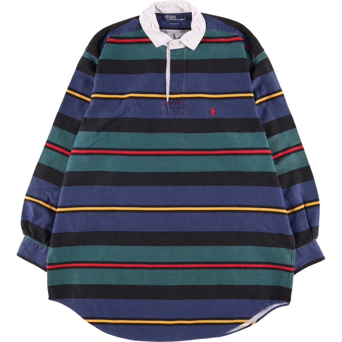 古着 ラルフローレン Ralph Lauren POLO by Ralph Lauren ボーダー柄 長袖 ラガーシャツ メンズL相当/eaa600750