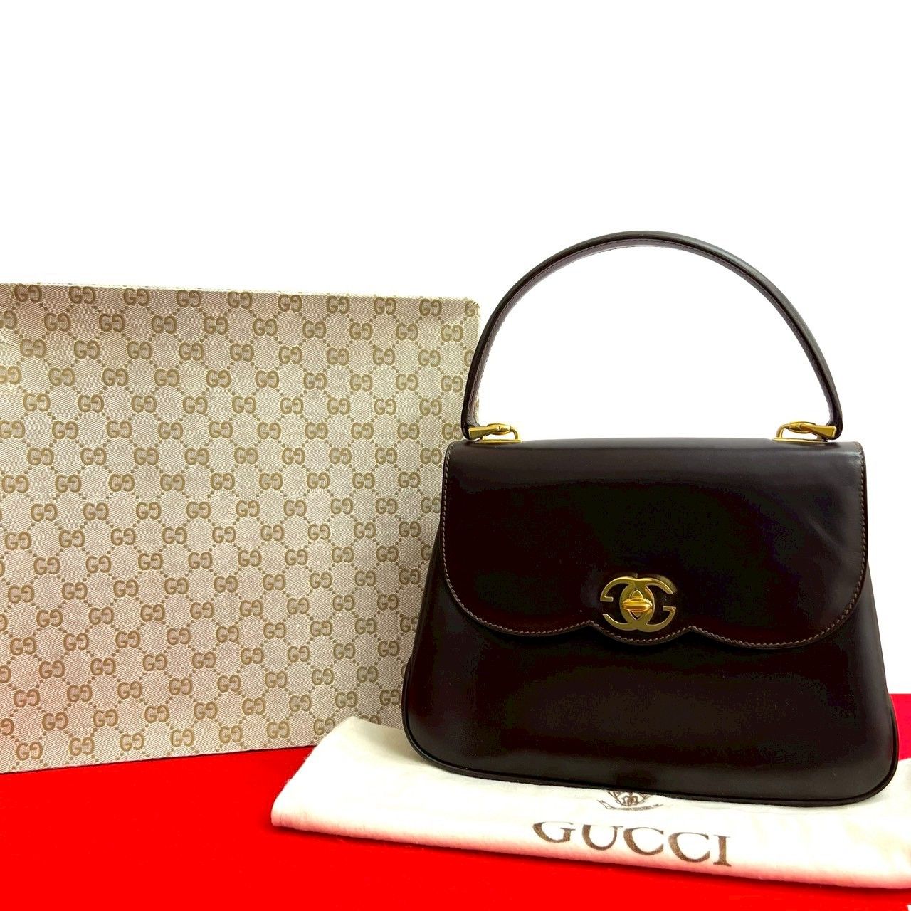 ヴィンテージ 美品 オールドGUCCI/グッチ G金具 ハンドバッグ ワン 