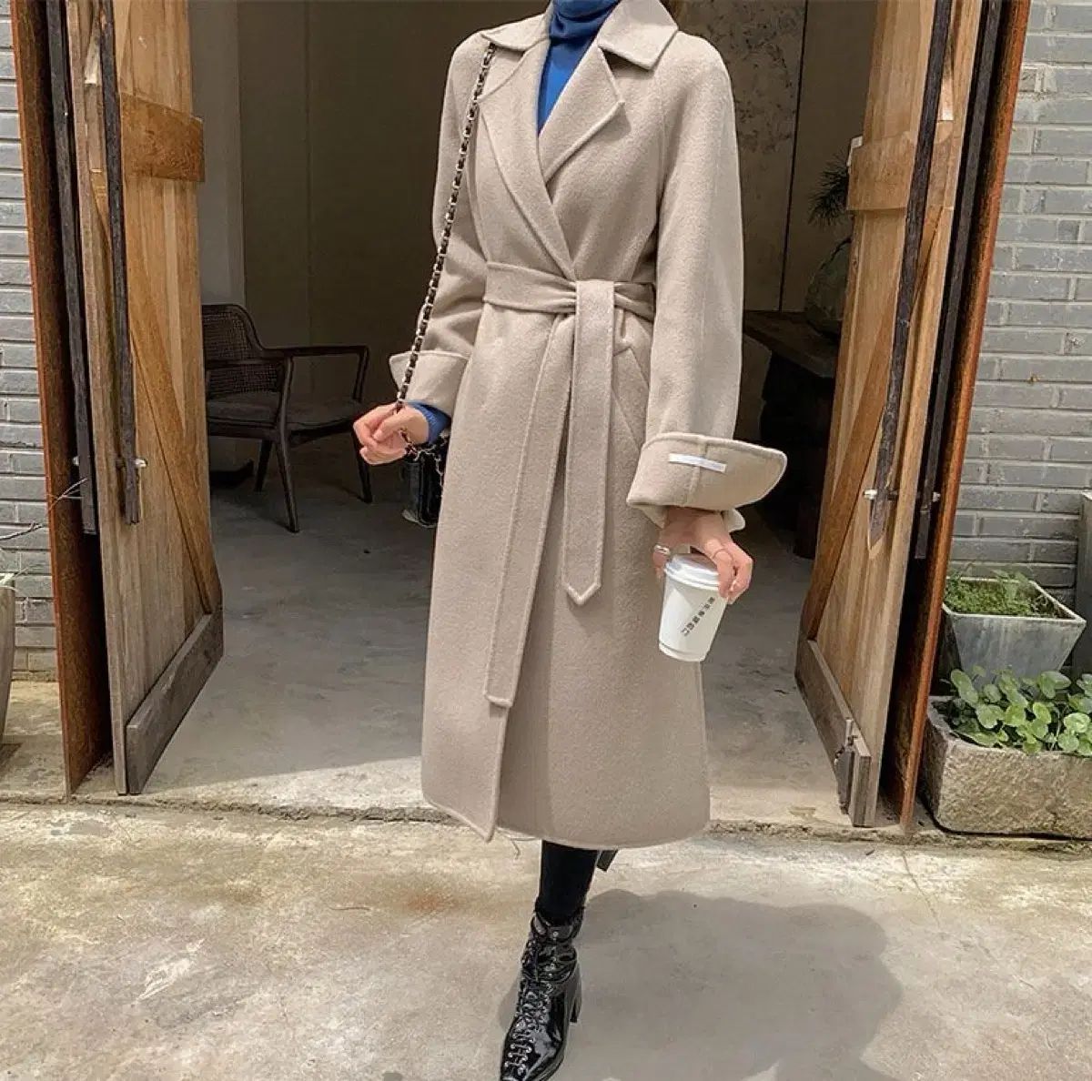 ウール100 ハンドメイド コート エトープ