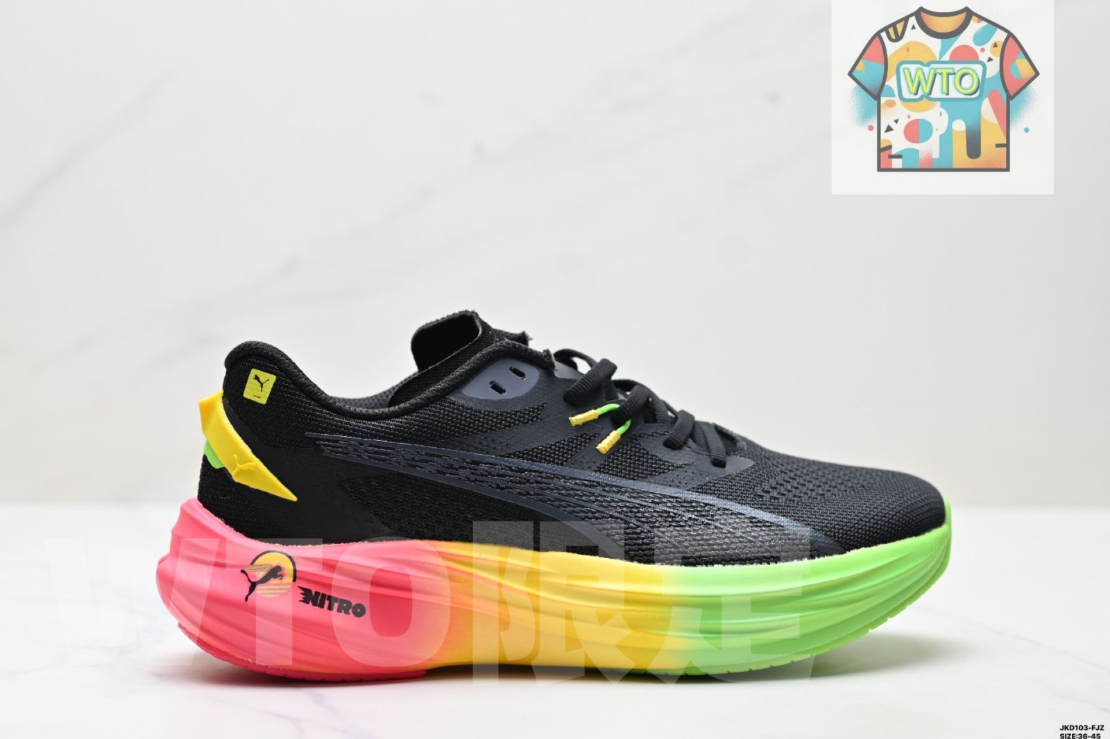 PUMA プーマ Deviate NITRO 3 デビエイト ナイトロ 3 クッショントレーニングランニングシューズ 通気性 快適 滑り止め 耐磨耗 カジュアルランニングシューズ-WTO輸入1