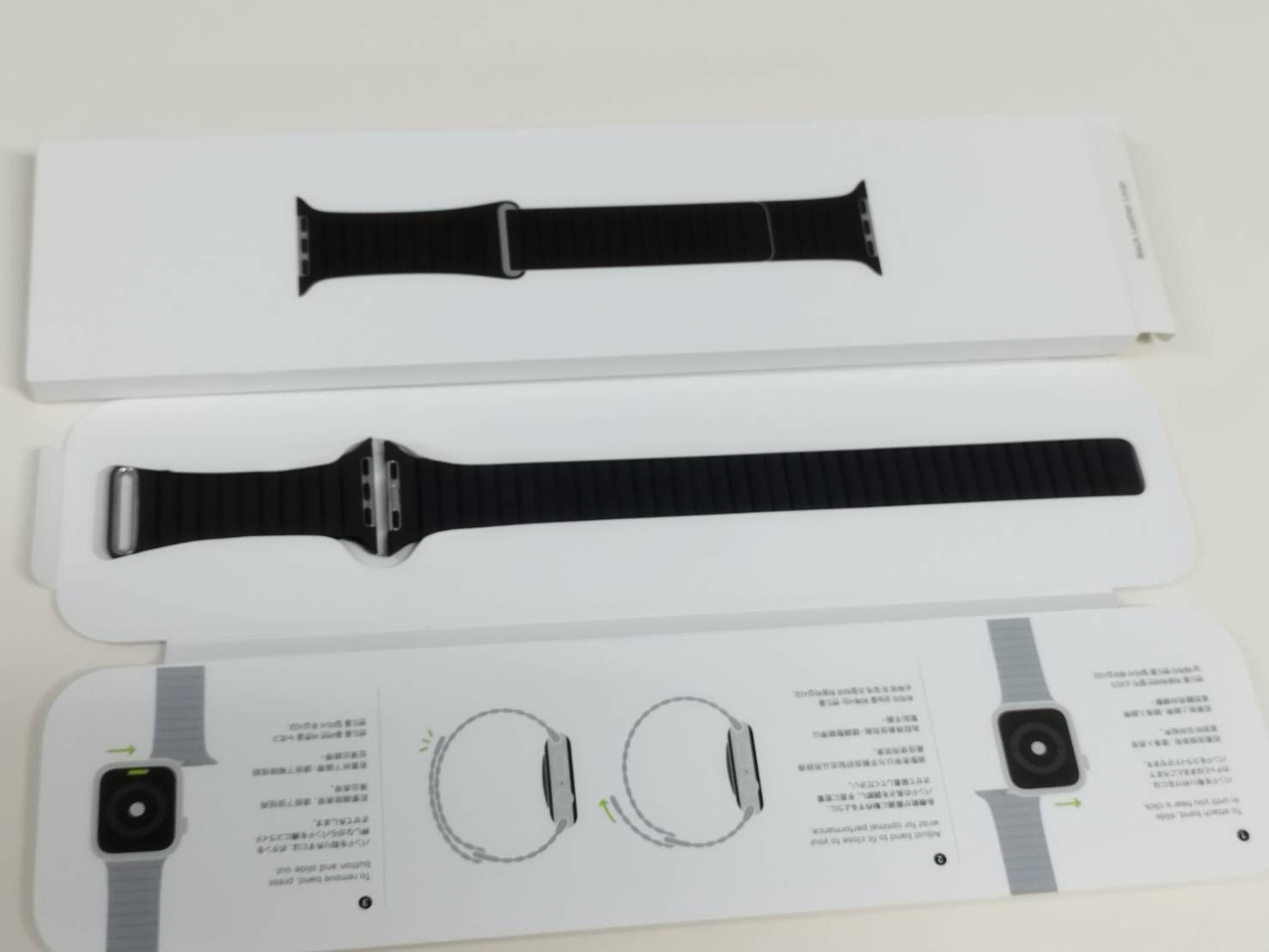 純正 Apple Watch 44mm ブラックレザーループ MXAC2FE A