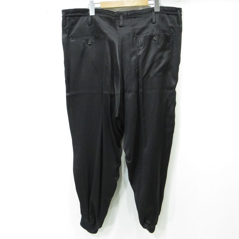 Yohji Yamamoto POUR HOMME ヨウジヤマモトプールオム 水濡れ注意 刺繍ワッペンシルクパンツ HD P 50 400 ブラック サイズ 2 108