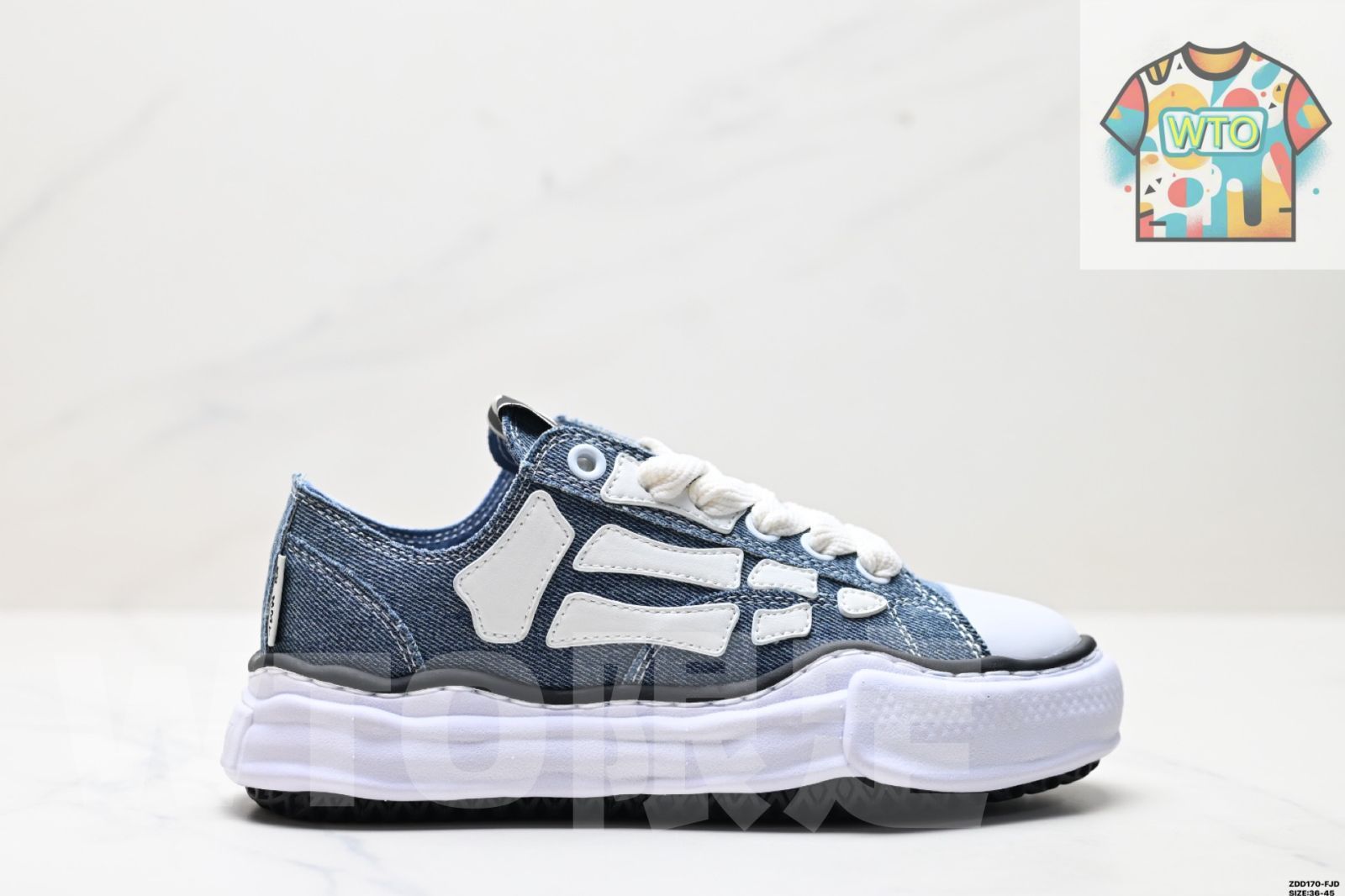 Maison Mihara Yasuhiro x AMIRI Skel-Top Low メゾン ミハラ ヤスヒロ × アミリ スケルトップ ロー 丸頭 レースアップ キャンバス 溶解シューズ