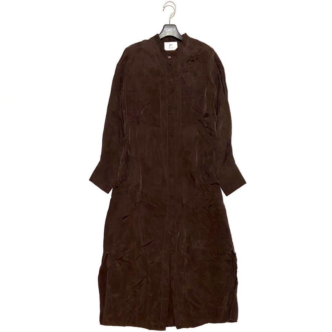 1 er Arrondissement プルミエアロンディスモン ロング シャツワンピース とろみ ドレス キュプラ ブラウン M