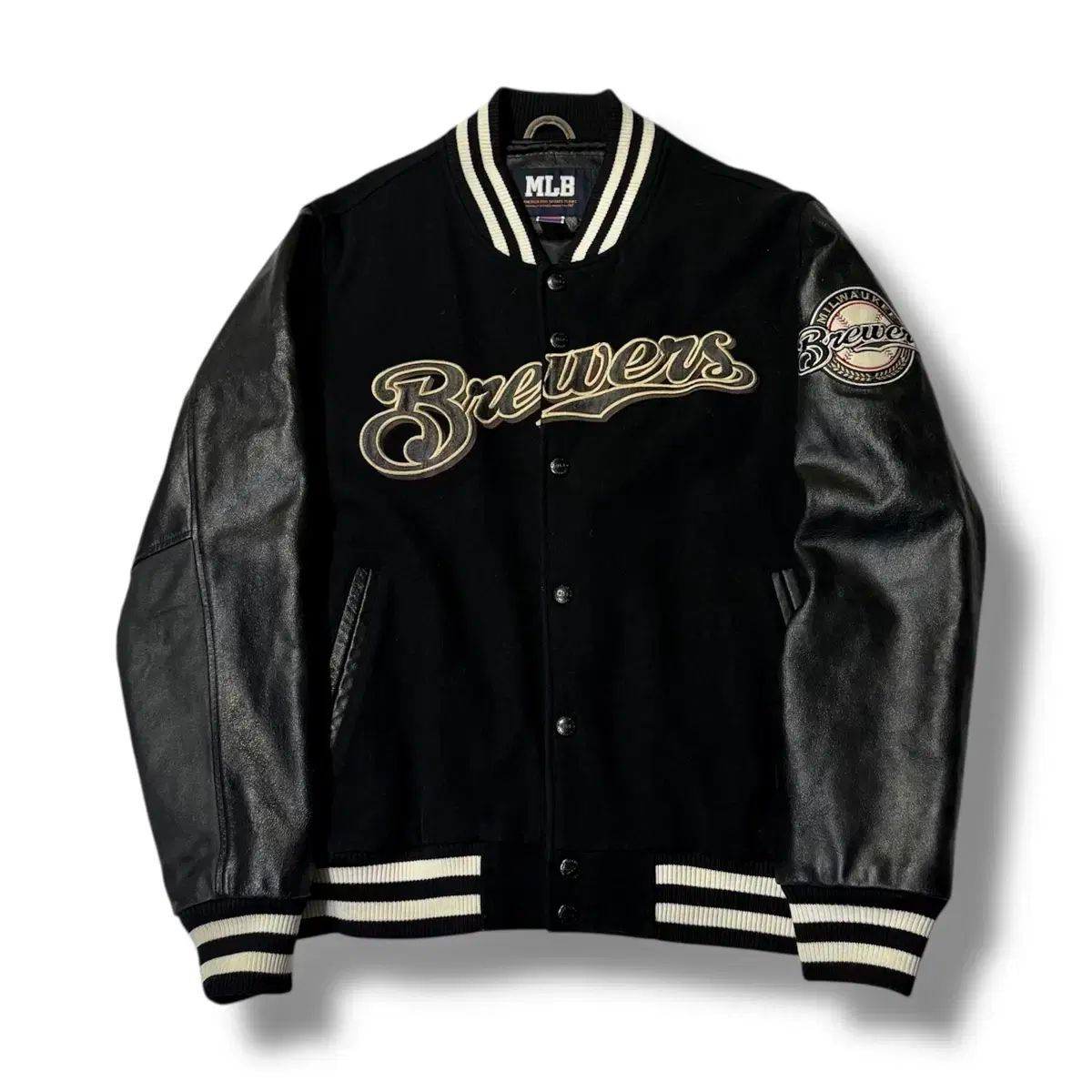 Majestic × MIL.ブルワーズ XLサイズ フリース裏地 スタジャン MILWAUKEE BREWERS スタジャン Majestic × MIL.ブルワーズ XLサイズ