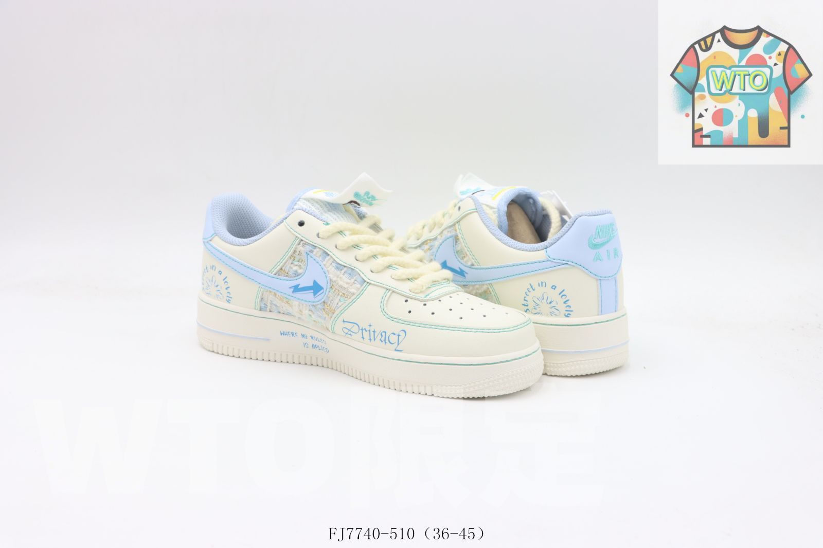 今日 Nike Air Force ローカット スニーカー ホワイトブルー チャンネル風 FJ 7740 510 WTO輸入1 スニーカー 靴 レディース