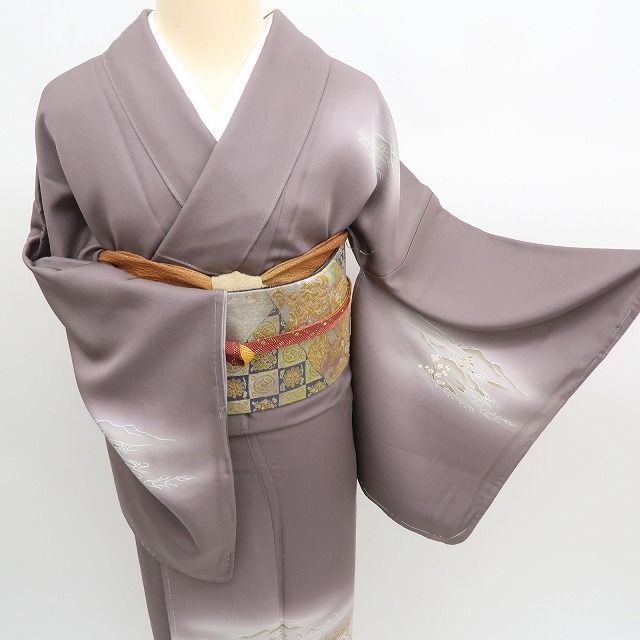 新品 正絹 染め一つ紋 仕付け糸付 手縫い仕立て 色無地 着物 Y1924◇美品 正絹 染め一つ紋 手縫い仕立て 色無地 着物 【しつけ糸