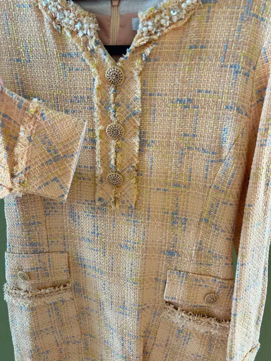  オンアンドオン ツイード ポケット ディテール ONE PIECE 55 長袖 七分袖 ミニワンピース