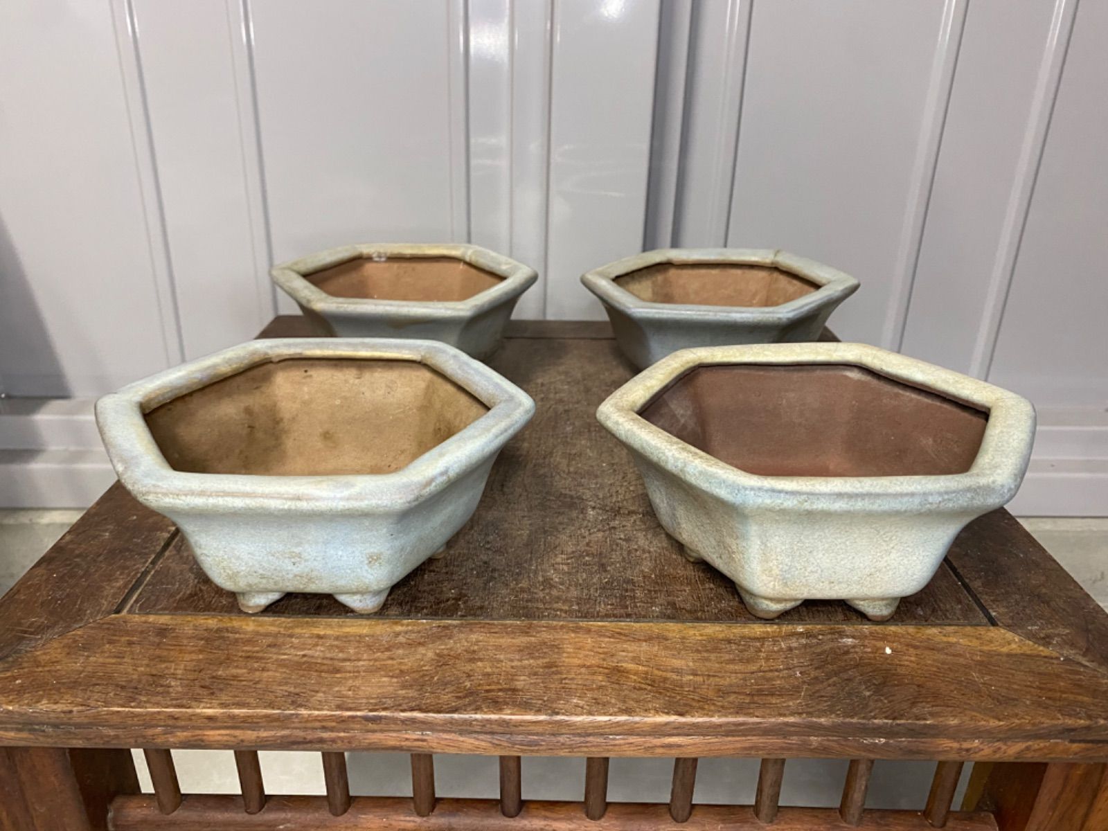 盆栽鉢 六角 4点セット 観葉植物 多肉植物 山野草 草花 花 雑木 松盆栽