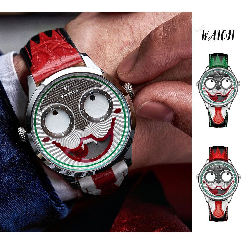 時計 ウォッチ ピエロ柄 アート感あふれる 着用感良好 耐磨耗性 傷つきにくい ユニーク オシャレ ギフト プレゼント 贈り物