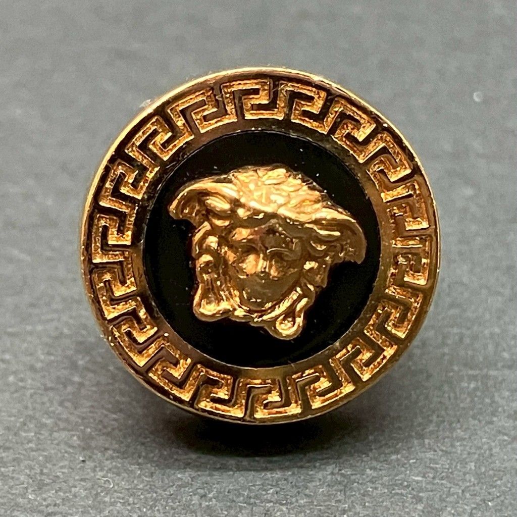 01 w-5640 ヴェルサーチ VERSACE メデューサ ピアス 14 mm ゴールド ブラック き 両耳用 品