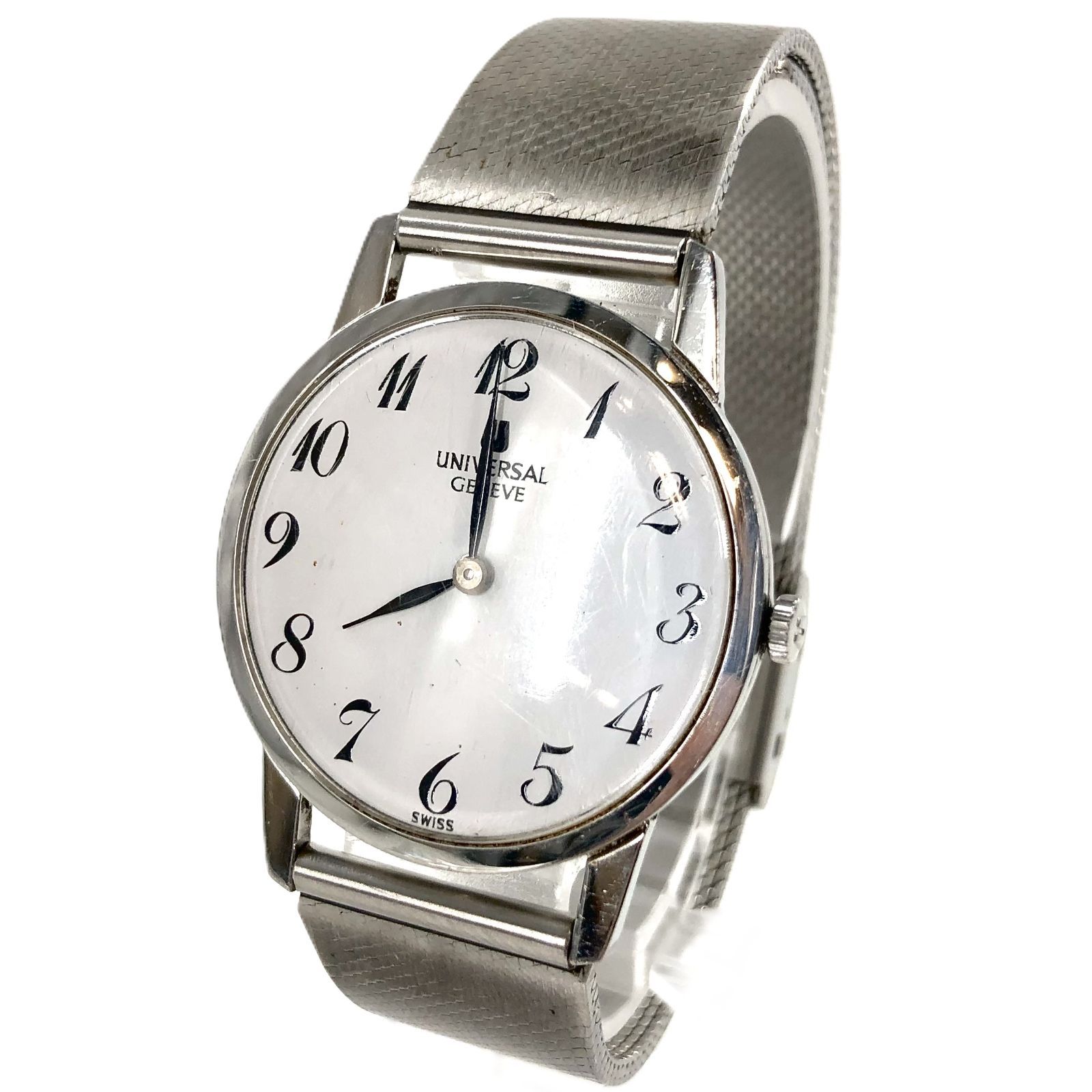 UNIVERSAL GENEVE ユニバーサルジュネーブ 842101 SS 手巻き ホワイト文字盤 メンズ腕時計 稼働品 PF-414