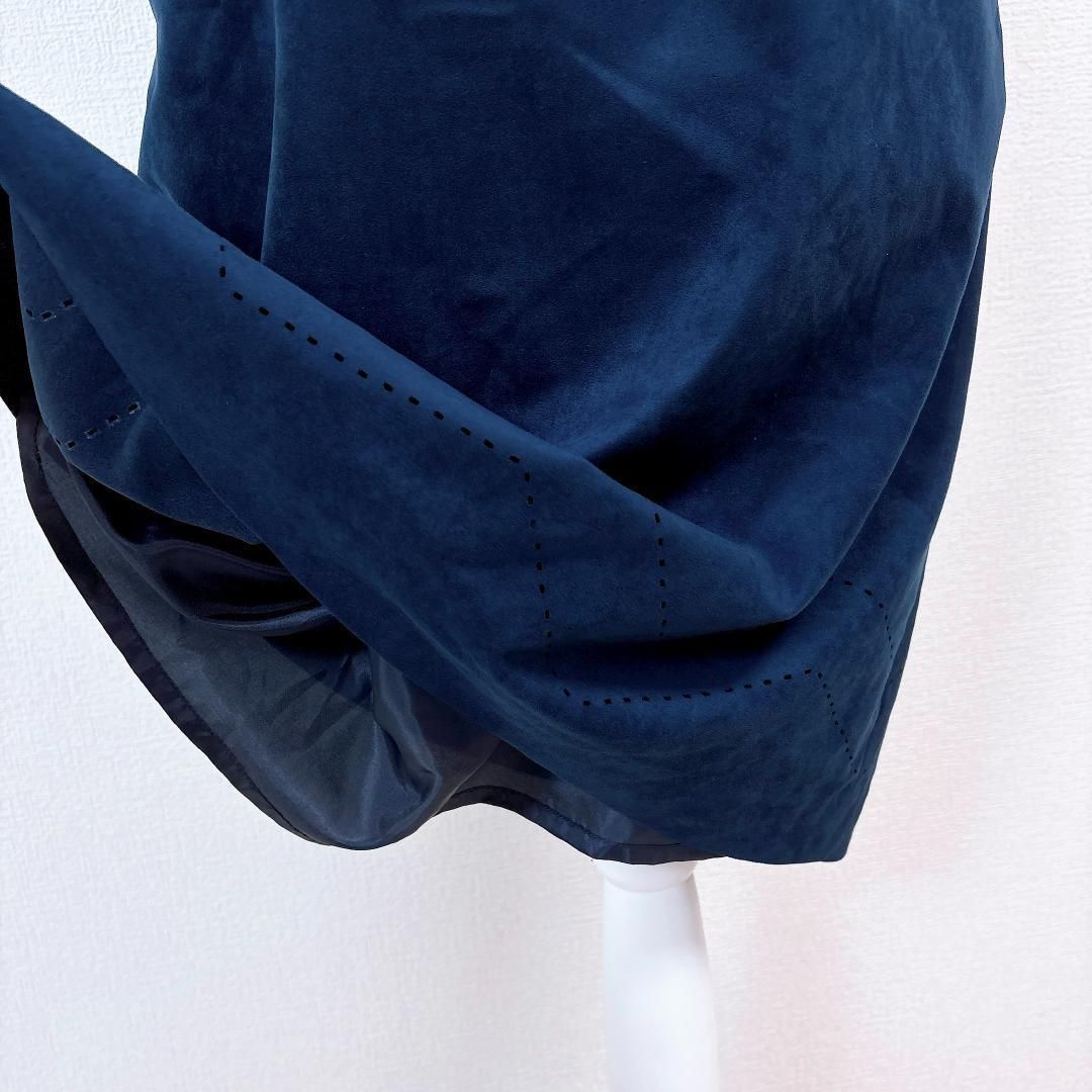 ベロア切替ニットワンピース ブランドロゴ刺繍