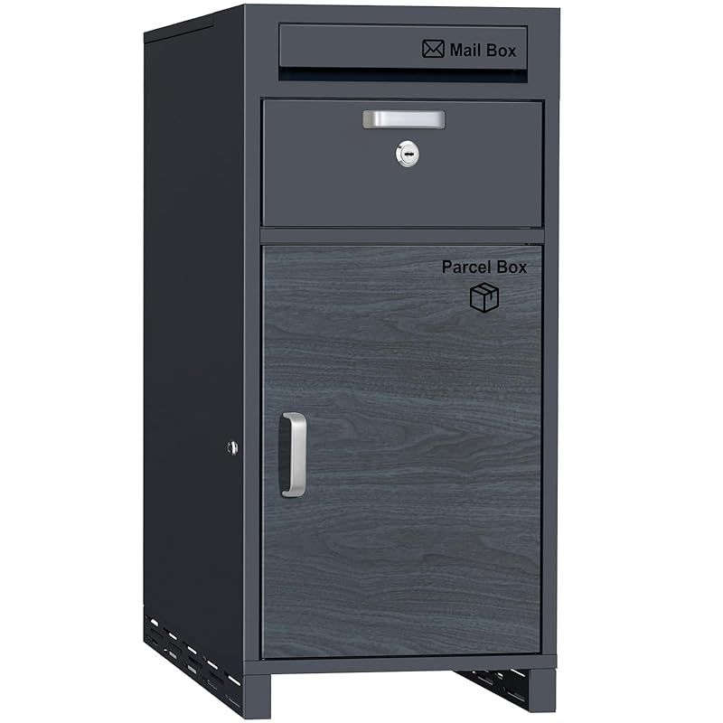 複数投函 大容量 140 L VARNIC 宅配ボックス 宅配BOX 組み立て不要 防水 屋外 置き配 ポスト付き 郵便受け 簡単設置 両開扉 盗難防止 大型 戸建て用 個人宅 グレー