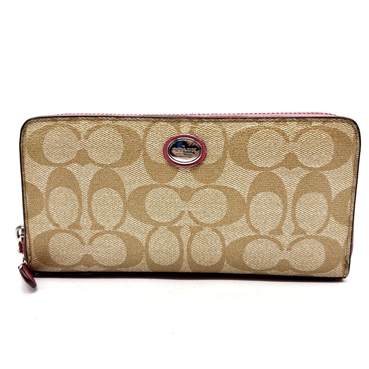 良品】 COACH コーチ 長財布 ロングウォレット ラウンドファスナー 