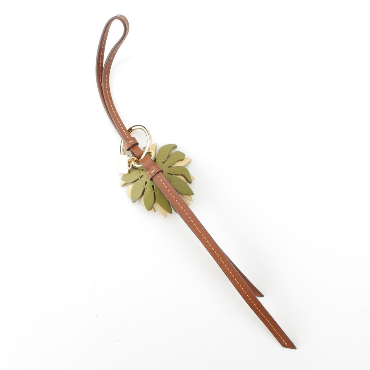 ミュウミュウ レザー Trick トリック ロゴ キーホルダー キーリング 5 TL 525 ブラウン×ベージュ