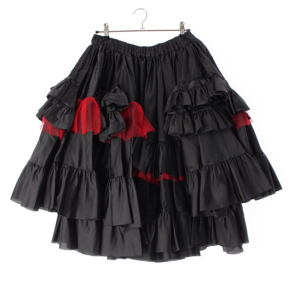 コムデギャルソン AD2018 フリルデザイン チュール ボリューム フ スカート ボトムス GB-S019 ブラック×レッド XS