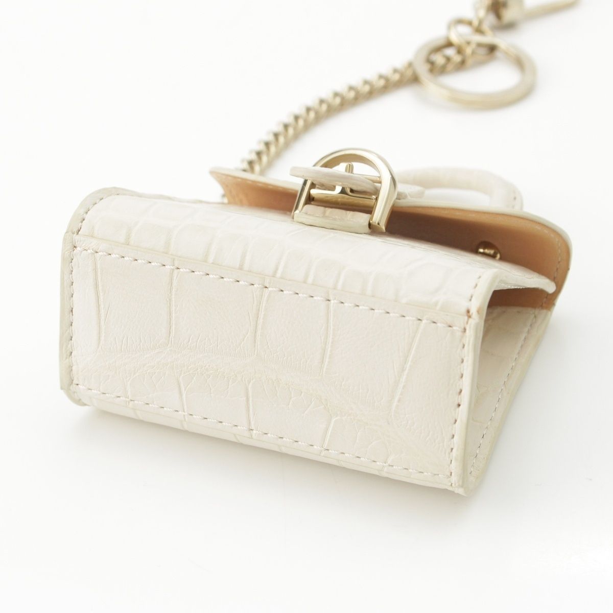  デルヴォー クロコ バッグチャーム ブリヨン キーホルダー ホワイト キーホルダー キーリング 小物