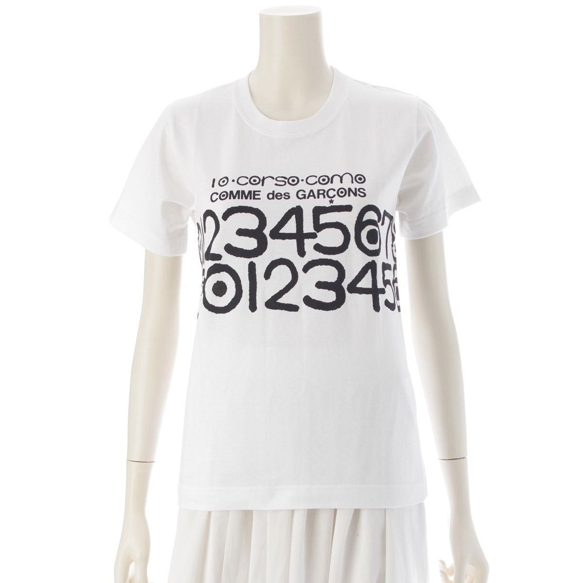 ディエチ コルソコモ コムデギャルソン コットン プリント 半袖Ｔシャツ トップス ホワイト S