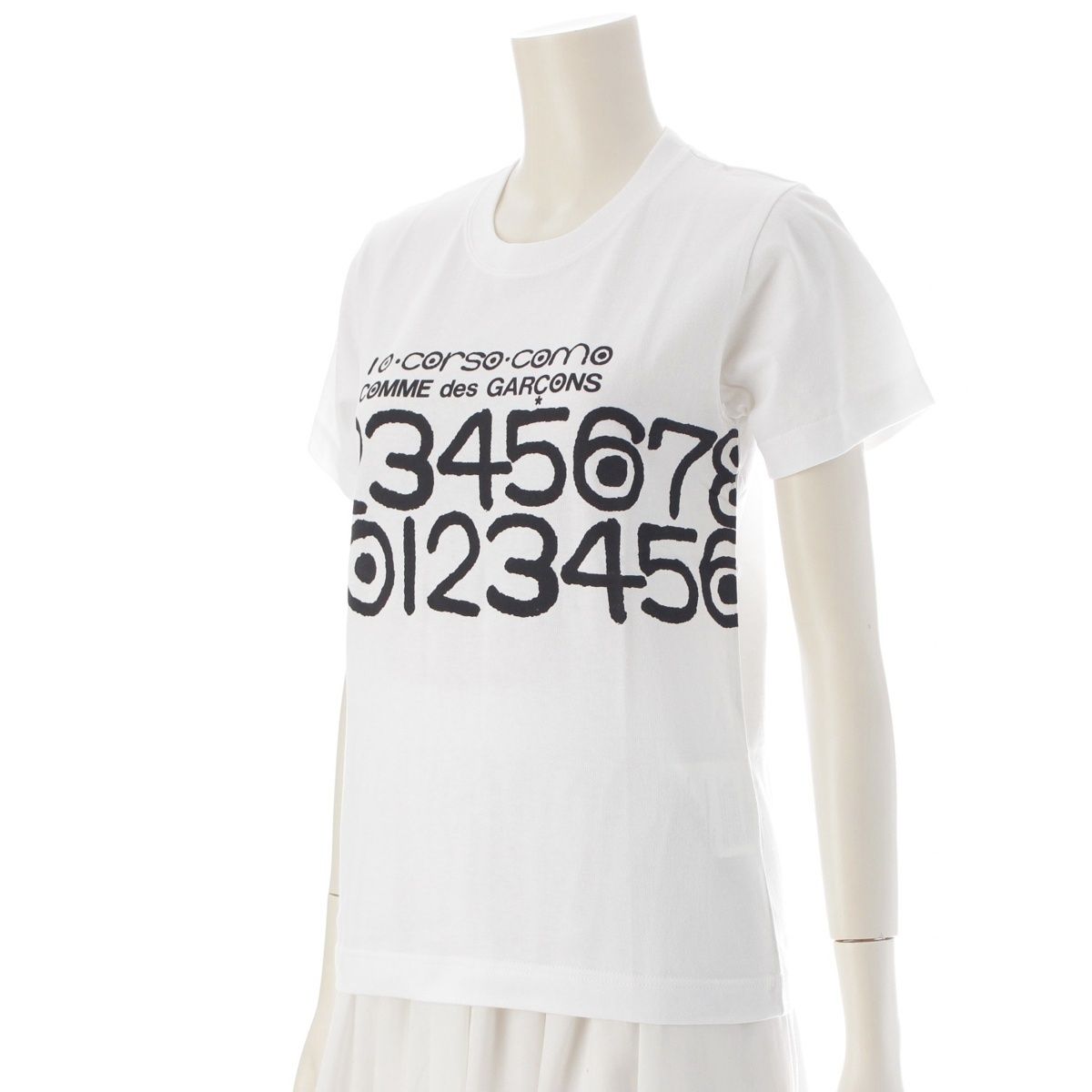 ディエチ コルソコモ コムデギャルソン コットン プリント 半袖Ｔシャツ トップス ホワイト S