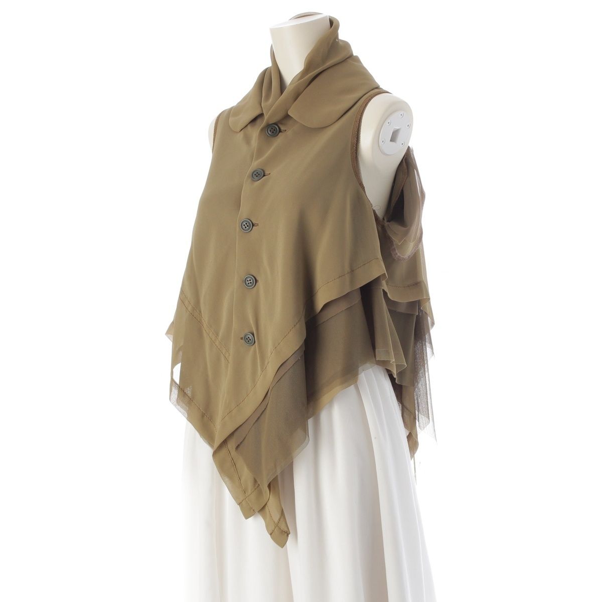 コムデギャルソン AD2009 丸襟 レイヤード スリーブレス ブラウス トップス GD-B013 カーキ XS