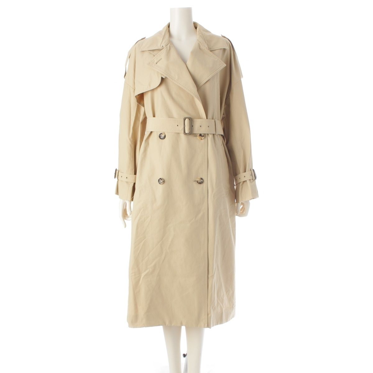 エブール コットン ナイロン ベルト ロング トレンチコート アウター 2910200015 ベージュ 36