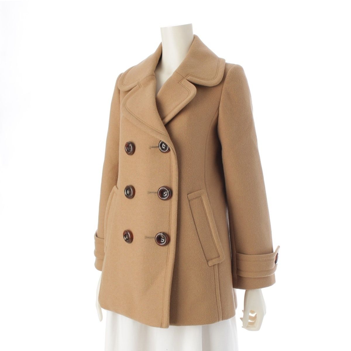 ブルーレーベルクレストブリッジ ウール×ナイロン ジャケット ピーコート アウター 55B28-668-40 ベージュ 36