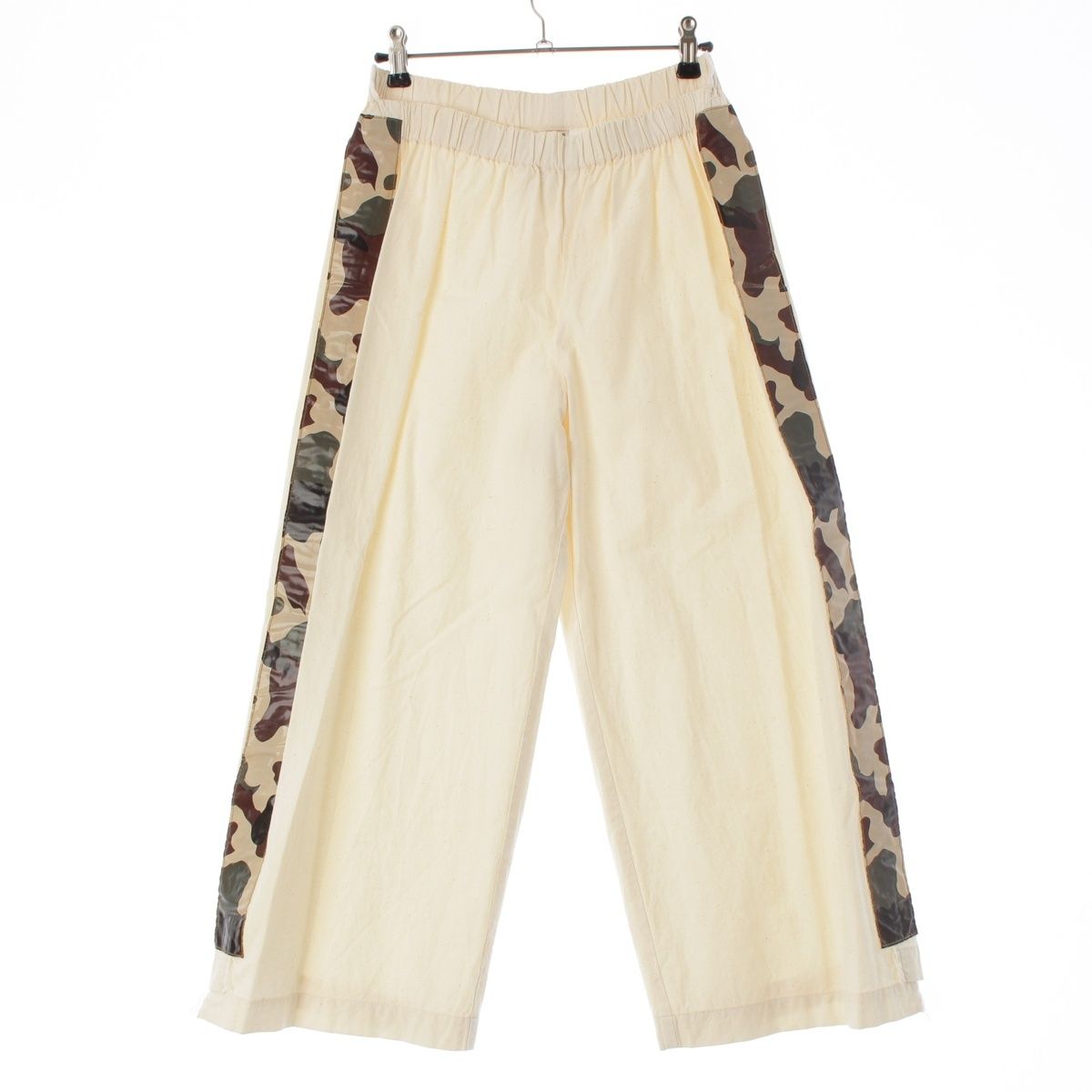 コムデギャルソン AD2000 01SS コットン PVC カモフラージュ 迷彩 ライン 杢 パンツ ボトムス GP10011S ホワイト マルチ S