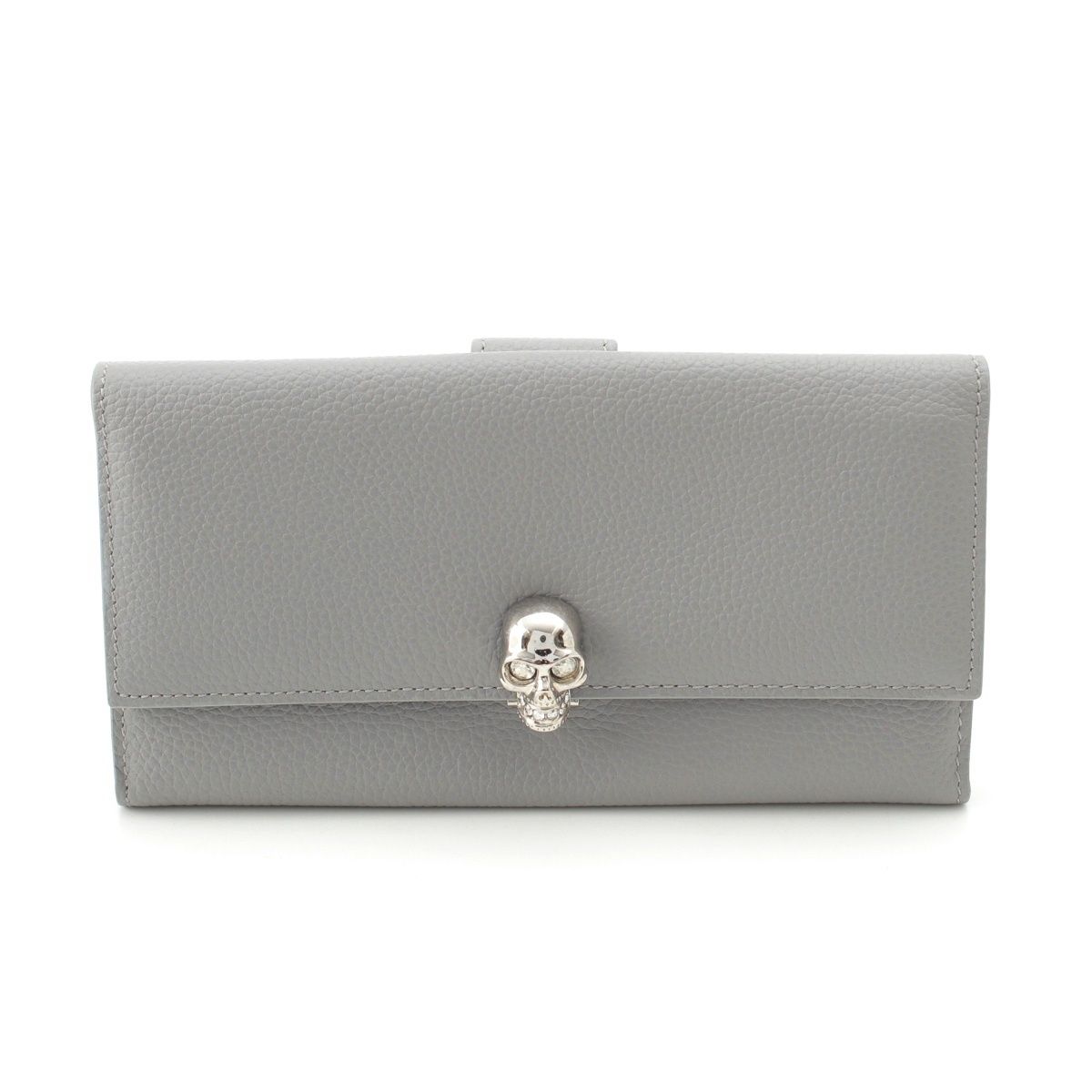 アレキサンダーマックイーン レザー スカルモチーフ ロング ウォレット 長財布 275330 グレー×ピンク