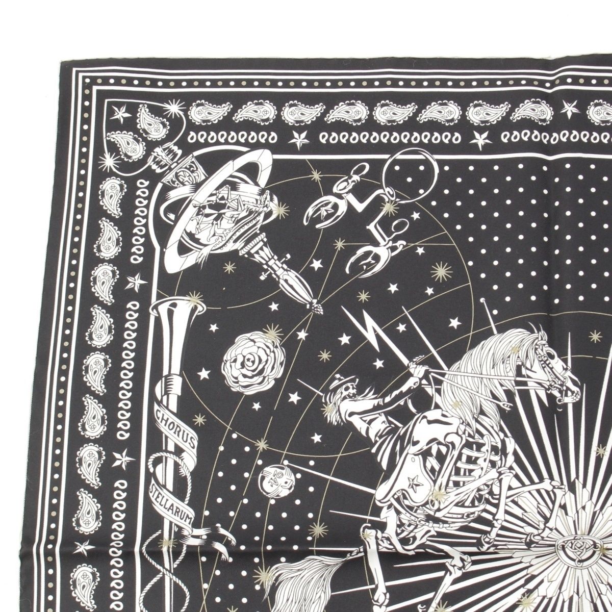 エルメス カレ55 CHORUS STELLARUM コーラス ステラルム シルク スカーフ ブラック