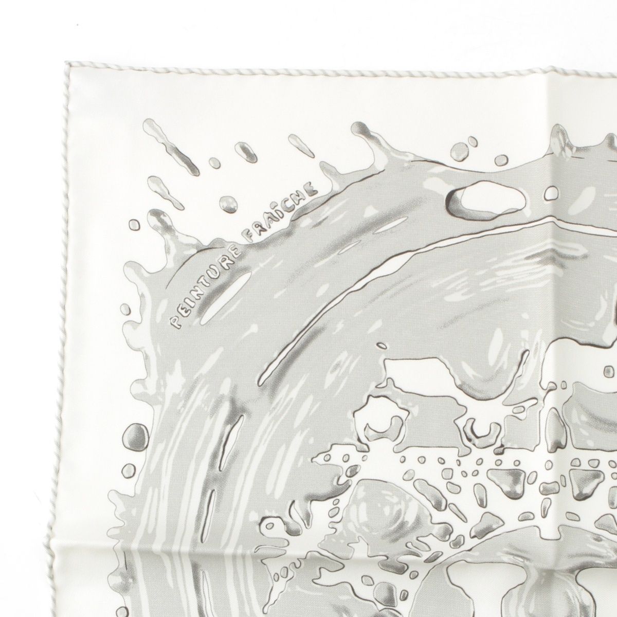 エルメス カレ45 ガヴロッシュ Peinture Fraich ペンキ塗りたて シルク スカーフ ホワイト