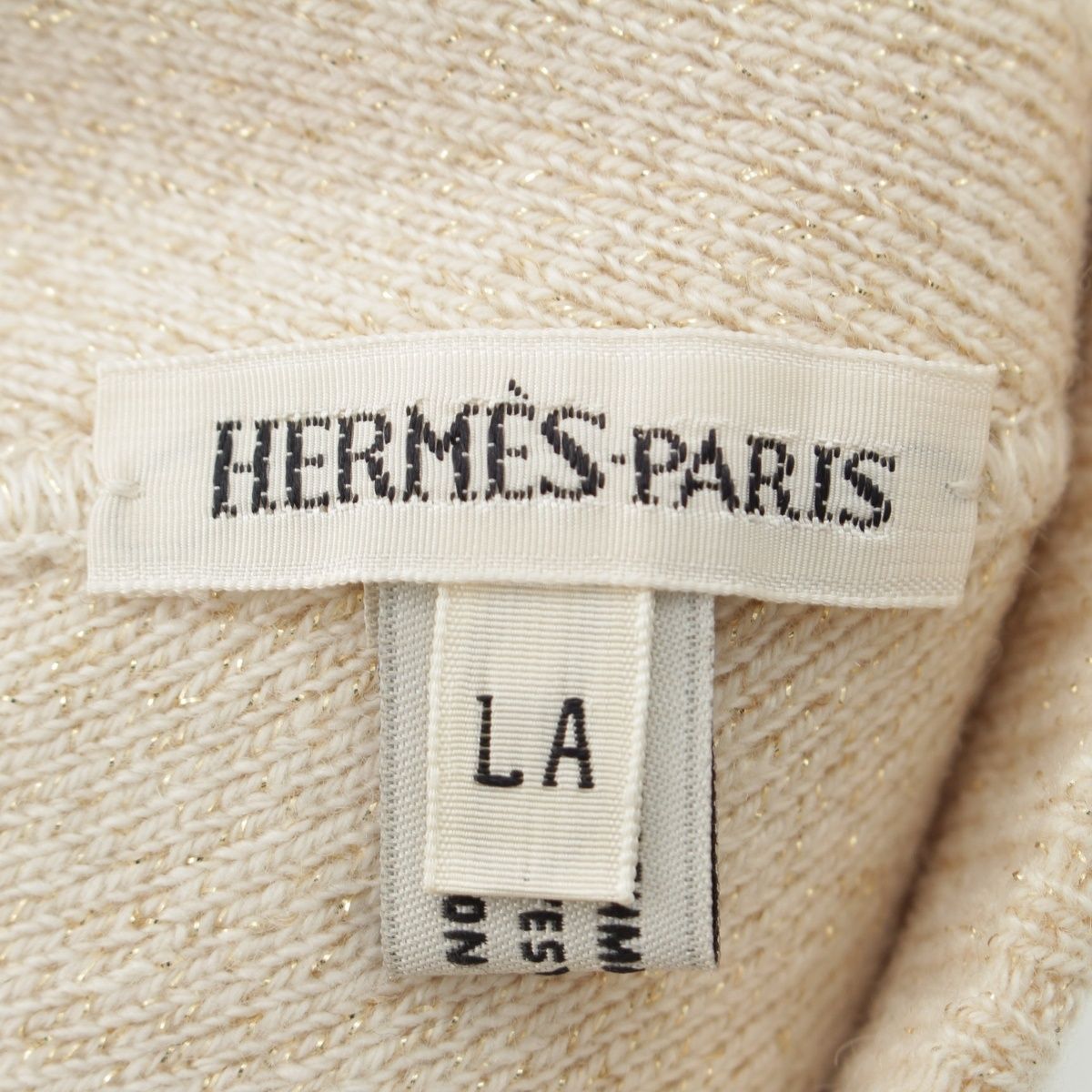  エルメス カシミヤ マルジェラ期 Ｈロゴ ラメ ニットキャップ ビーニー 帽子 ベージュ ニット帽 ビーニー 帽子