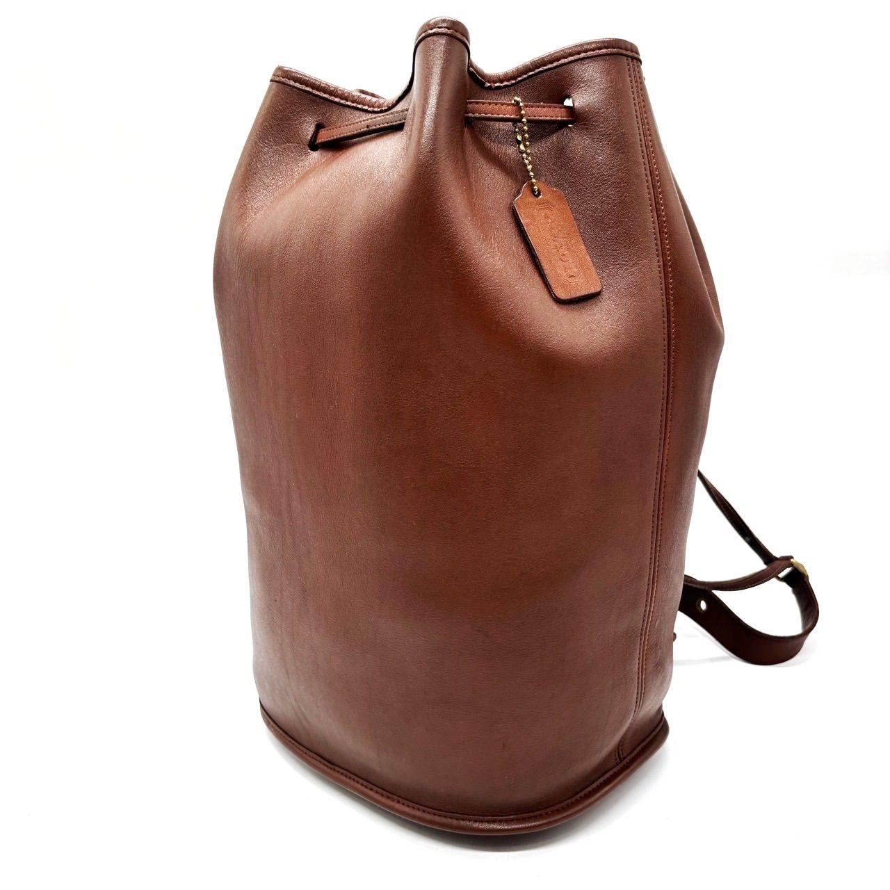 良品】 old coach y2k brown all leather shoulderbag handbag unisex 