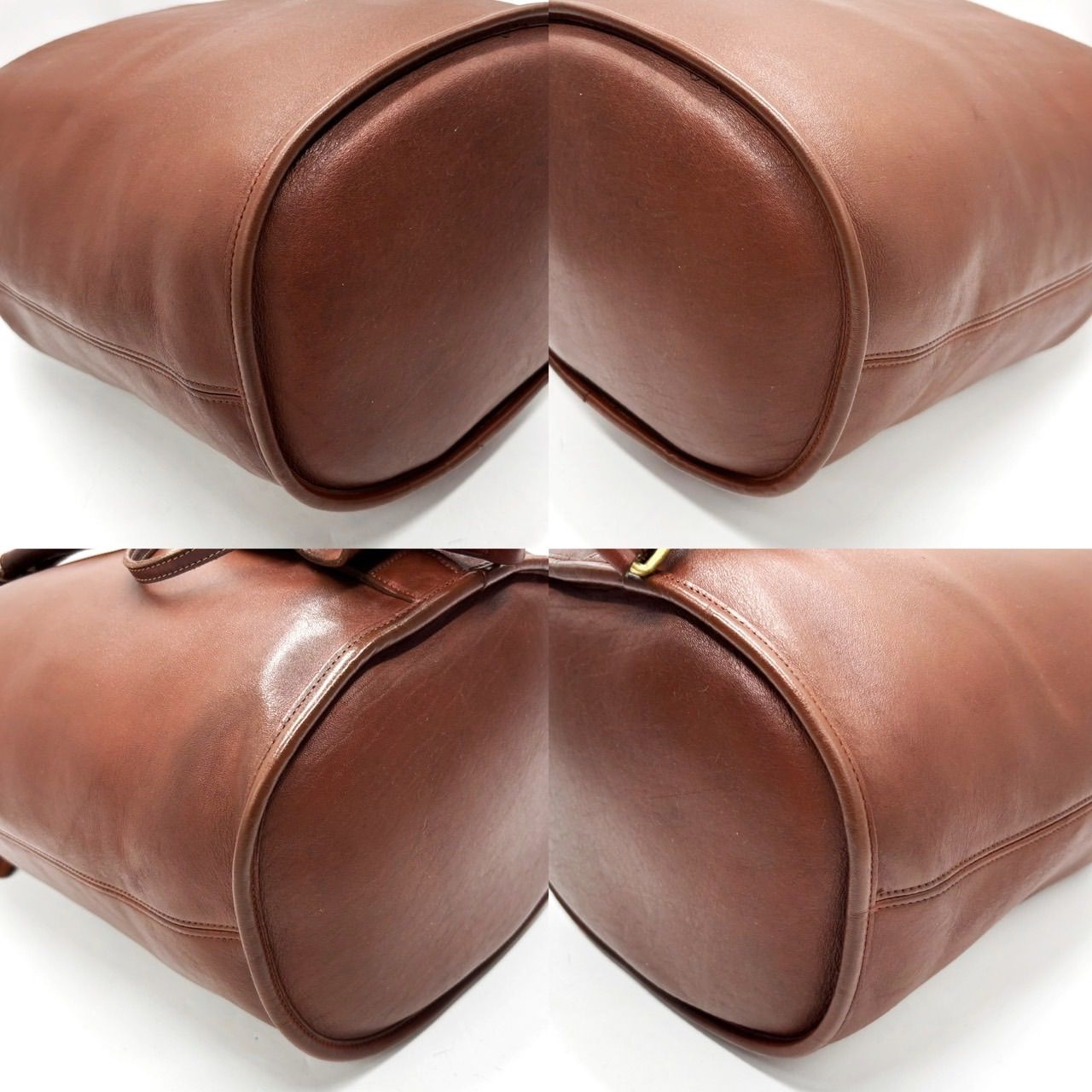 良品】 old coach y2k brown all leather shoulderbag handbag unisex 