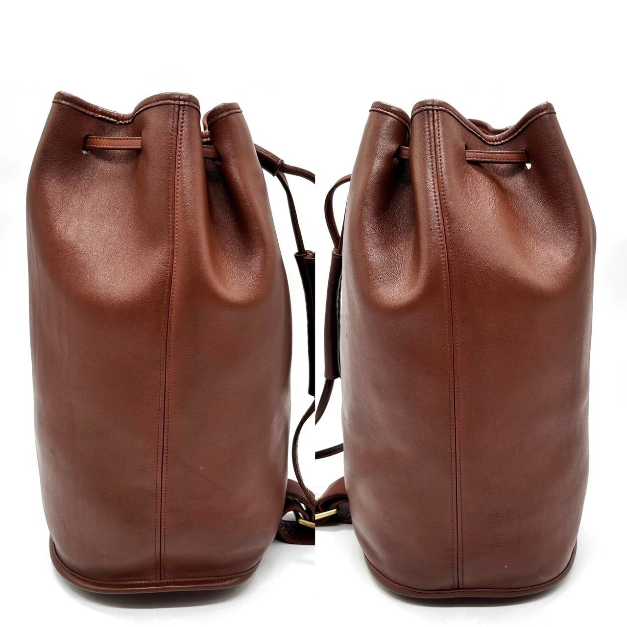 良品】 old coach y2k brown all leather shoulderbag handbag unisex 