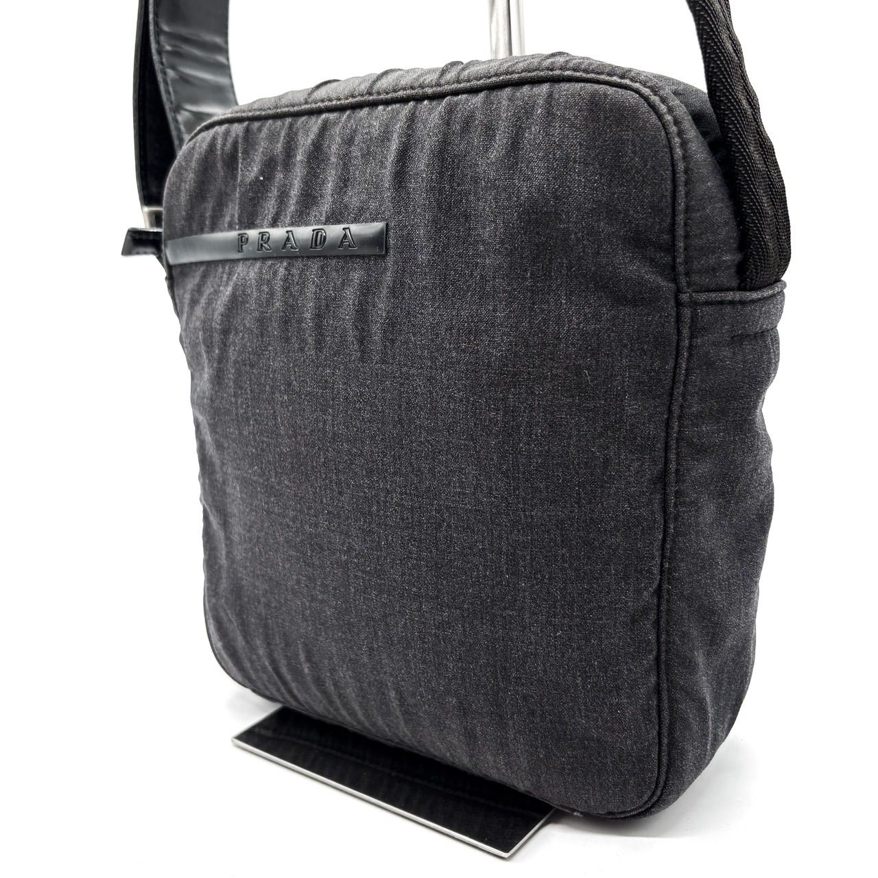 良品】 PRADA SPORTS y2k denim shoulder bag black pochette pouch 
